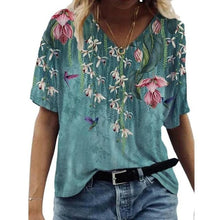 Load image into Gallery viewer, Floral Print T Shirt Summer Casual Short Sleeve
