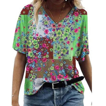 Load image into Gallery viewer, Floral Print T Shirt Summer Casual Short Sleeve
