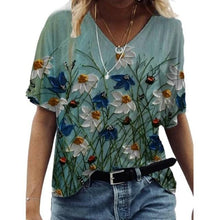 Load image into Gallery viewer, Floral Print T Shirt Summer Casual Short Sleeve