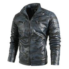 Load image into Gallery viewer, Winter Black Leather Jacket Men Fur Lined Warm Motorcycle Jacket