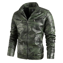 Load image into Gallery viewer, Winter Black Leather Jacket Men Fur Lined Warm Motorcycle Jacket