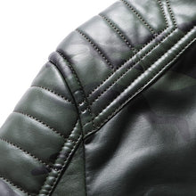 Load image into Gallery viewer, Winter Black Leather Jacket Men Fur Lined Warm Motorcycle Jacket