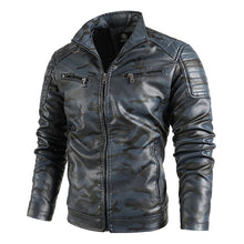 Load image into Gallery viewer, Winter Black Leather Jacket Men Fur Lined Warm Motorcycle Jacket