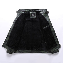 Load image into Gallery viewer, Winter Black Leather Jacket Men Fur Lined Warm Motorcycle Jacket