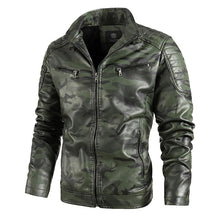 Load image into Gallery viewer, Winter Black Leather Jacket Men Fur Lined Warm Motorcycle Jacket