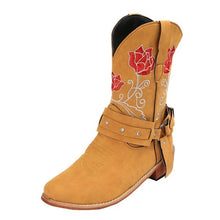 Load image into Gallery viewer, Winter New Embroidery Flower Cowboy Boots Women's Belt Buckle