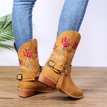 Load image into Gallery viewer, Winter New Embroidery Flower Cowboy Boots Women's Belt Buckle