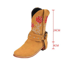 Load image into Gallery viewer, Winter New Embroidery Flower Cowboy Boots Women's Belt Buckle