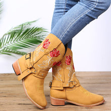 Load image into Gallery viewer, Winter New Embroidery Flower Cowboy Boots Women's Belt Buckle