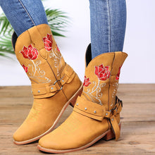Load image into Gallery viewer, Winter New Embroidery Flower Cowboy Boots Women's Belt Buckle