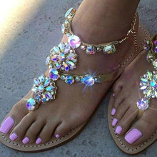 Load image into Gallery viewer, Woman Sandals Fashion Shoes Rhinestones Chains Thong Gladiator - Sophornlilly