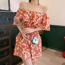 Load image into Gallery viewer, Jumpsuit Floral Print Off the shoulder