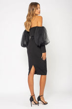Load image into Gallery viewer, Women Long Sleeve Ruffle Mesh Lantern Off Shoulder Split Bandage - Sophornlilly