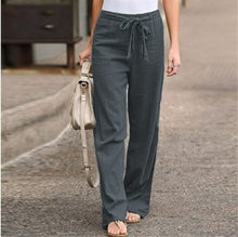 Load image into Gallery viewer, Women Pants Linen Cotton Casual Pants Solid Harajuku Green