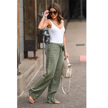 Load image into Gallery viewer, Women Pants Linen Cotton Casual Pants Solid Harajuku Green