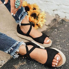 Load image into Gallery viewer, Sandals Woman Platform Peep Toe Female Gladiator Flats