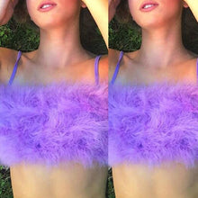 Load image into Gallery viewer, Women Sexy Fluffy Plush Feather Tube Top Spaghetti Strap Solid