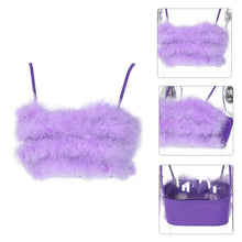 Load image into Gallery viewer, Women Sexy Fluffy Plush Feather Tube Top Spaghetti Strap Solid