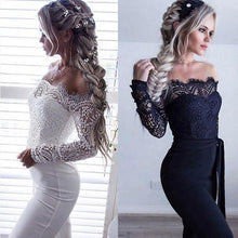 Load image into Gallery viewer, Women Sexy Lace Floral Jumpsuit slim fit Long Sleeve Jumpsuit - Sophornlilly