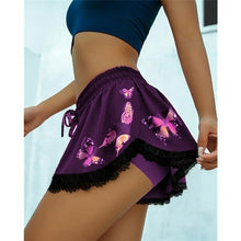 Load image into Gallery viewer, Women's Butterfly Printed Lace Splicing Shorts Sexy Casual Beach