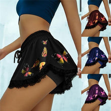 Load image into Gallery viewer, Women's Butterfly Printed Lace Splicing Shorts Sexy Casual Beach