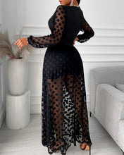 Load image into Gallery viewer, Polkadot Print Wrap Long Sleeve Maxi Dress