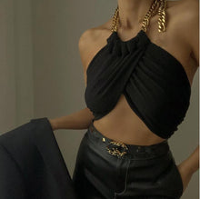 Load image into Gallery viewer, Women's Sexy Black Camisole Top Fashion Chain Halter Strap Camis
