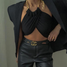 Load image into Gallery viewer, Women's Sexy Black Camisole Top Fashion Chain Halter Strap Camis