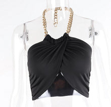Load image into Gallery viewer, Women's Sexy Black Camisole Top Fashion Chain Halter Strap Camis