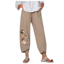 Load image into Gallery viewer, Women's Vintage Pants Casual Print Elastic Waist Linen Wide Leg