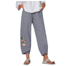 Load image into Gallery viewer, Women's Vintage Pants Casual Print Elastic Waist Linen Wide Leg