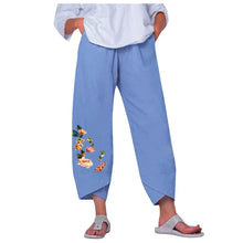 Load image into Gallery viewer, Women's Vintage Pants Casual Print Elastic Waist Linen Wide Leg