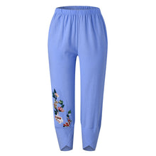 Load image into Gallery viewer, Women's Vintage Pants Casual Print Elastic Waist Linen Wide Leg