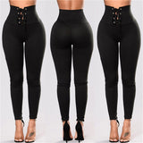 Womens High Waist Black Skinny Leggings Slim Fit Pencil Pants