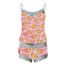 Load image into Gallery viewer, Womens Summer Sexy Print Pajamas Suit Sleeveless Lace Trim Tank