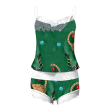 Load image into Gallery viewer, Womens Summer Sexy Print Pajamas Suit Sleeveless Lace Trim Tank