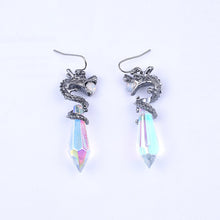 Load image into Gallery viewer, gothic crystal dragon earrings unique personality animal