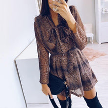 Load image into Gallery viewer, spring new leopard long sleeve lace chiffon vintage - Sophornlilly
