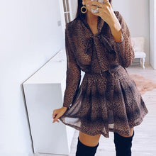 Load image into Gallery viewer, spring new leopard long sleeve lace chiffon vintage - Sophornlilly