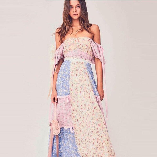 summer dress women Sexy off shoulder ruffles long dress elegant - Sophornlilly