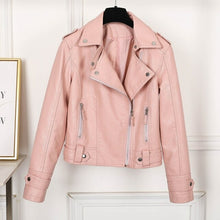 Load image into Gallery viewer, Fashion Slim Women Faux Leather Jacket Casual Biker