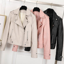Load image into Gallery viewer, Fashion Slim Women Faux Leather Jacket Casual Biker