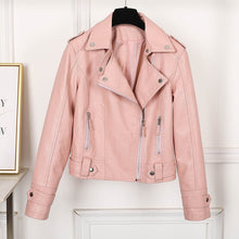 Load image into Gallery viewer, Fashion Slim Women Faux Leather Jacket Casual Biker