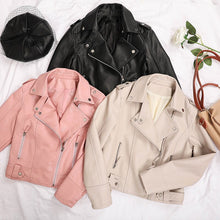 Load image into Gallery viewer, Fashion Slim Women Faux Leather Jacket Casual Biker