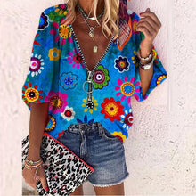 Load image into Gallery viewer, New Large Size Women's Slim Fit Fashion V Neck Blouse Printed