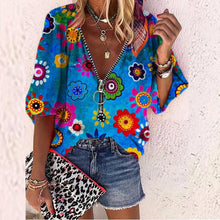 Load image into Gallery viewer, New Large Size Women's Slim Fit Fashion V Neck Blouse Printed