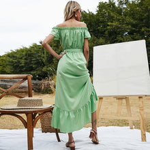 Load image into Gallery viewer, Summer Short sleeved Swallowtail Belted Dress with Wooden - Sophornlilly