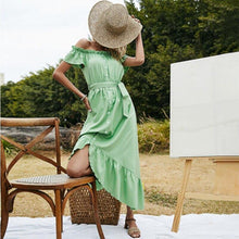 Load image into Gallery viewer, Summer Short sleeved Swallowtail Belted Dress with Wooden - Sophornlilly