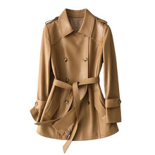 Load image into Gallery viewer, Autumn Winter Belted Genuine Leather Jacket