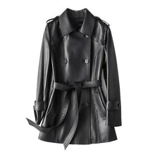 Load image into Gallery viewer, Autumn Winter Belted Genuine Leather Jacket